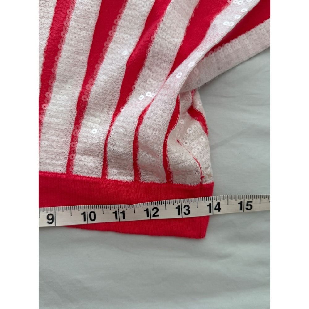 Happy Sheep Red White Striped Sequin Cotton Sweater Italian Design Women medium - Picture 9 of 9